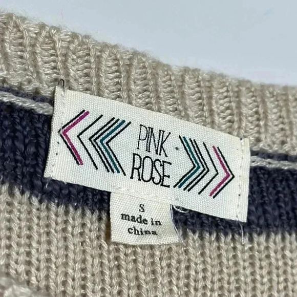 Pink Rose Gray Stripped Knit Sweater - Picture 6 of 8